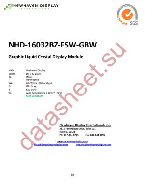NHD-16032BZ-FSW-GBW datasheet  